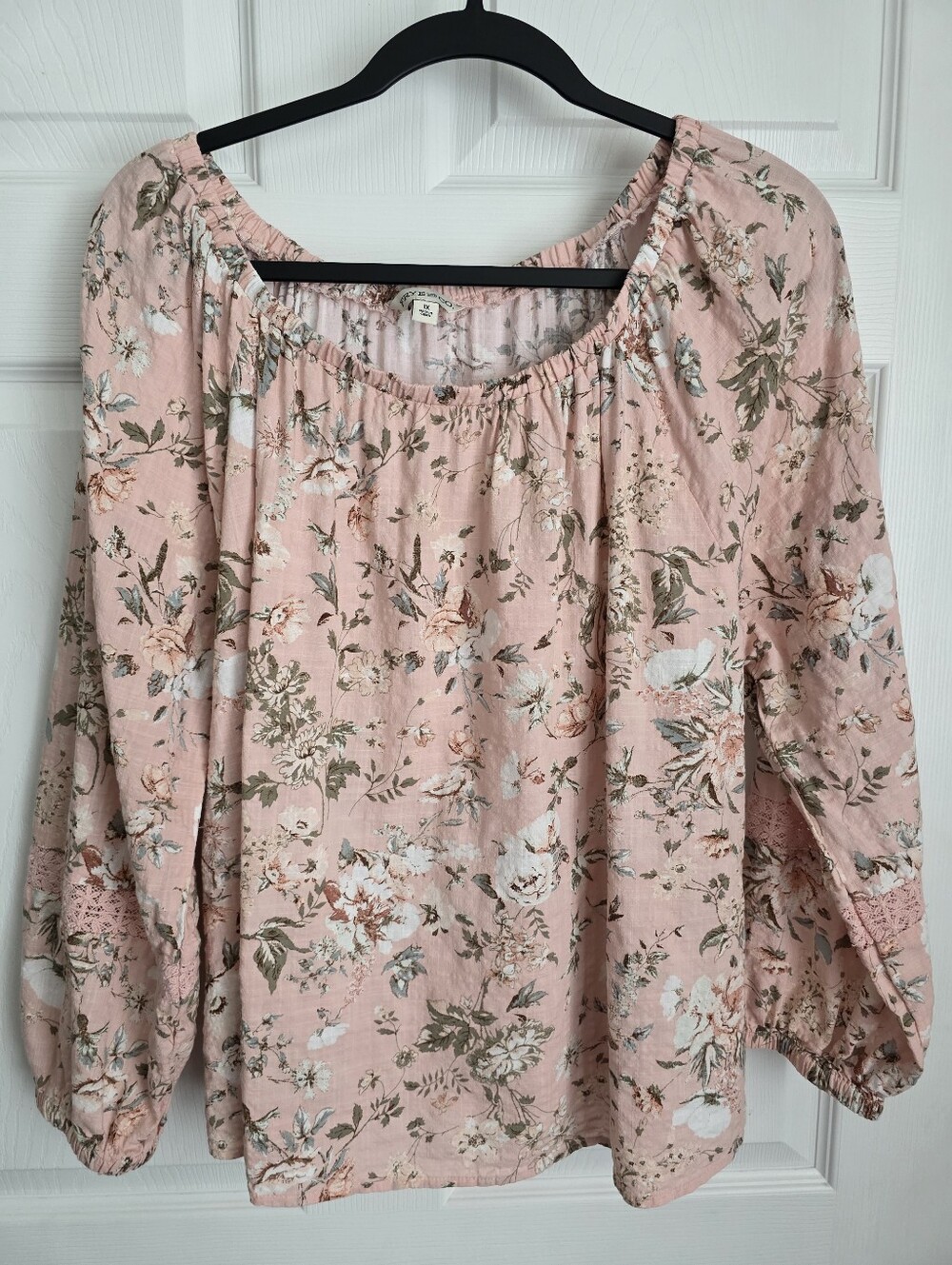 Frye & Co. Pink Floral Boho Cottagecore Peasant Blouse Top 1X